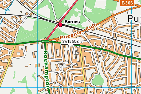 SW15 5QZ map - OS VectorMap District (Ordnance Survey)