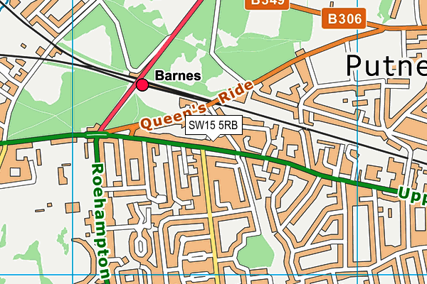 SW15 5RB map - OS VectorMap District (Ordnance Survey)