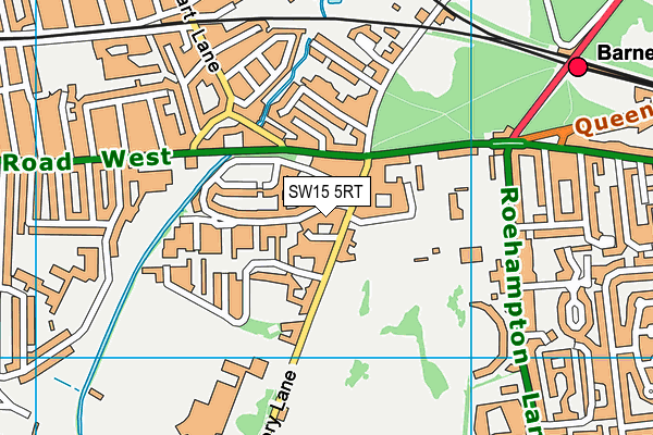 SW15 5RT map - OS VectorMap District (Ordnance Survey)