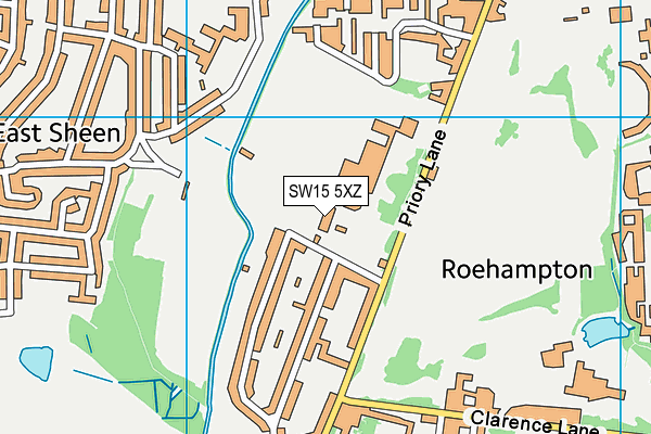 SW15 5XZ map - OS VectorMap District (Ordnance Survey)