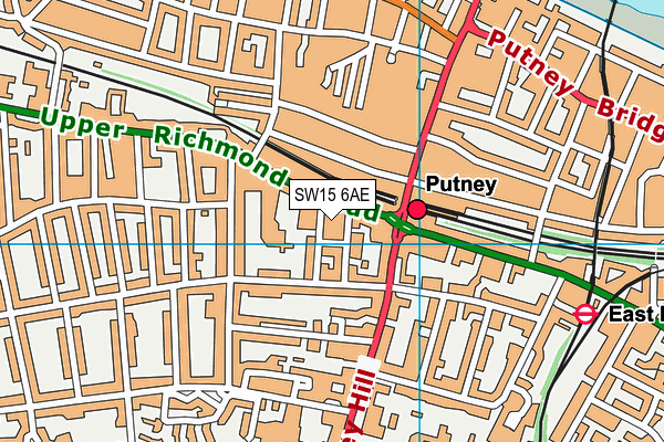 SW15 6AE map - OS VectorMap District (Ordnance Survey)