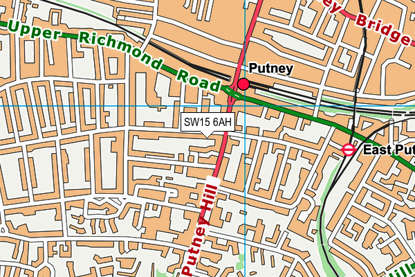 SW15 6AH map - OS VectorMap District (Ordnance Survey)