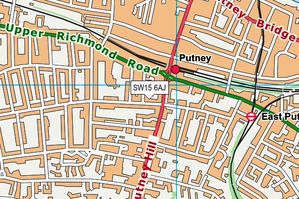 SW15 6AJ map - OS VectorMap District (Ordnance Survey)