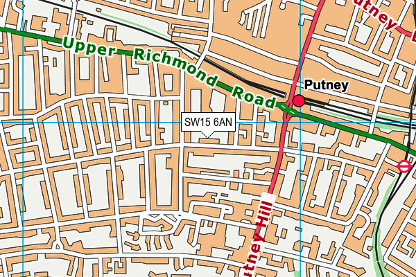 SW15 6AN map - OS VectorMap District (Ordnance Survey)