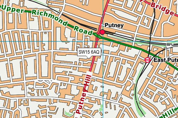 SW15 6AQ map - OS VectorMap District (Ordnance Survey)