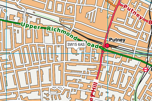 SW15 6AS map - OS VectorMap District (Ordnance Survey)