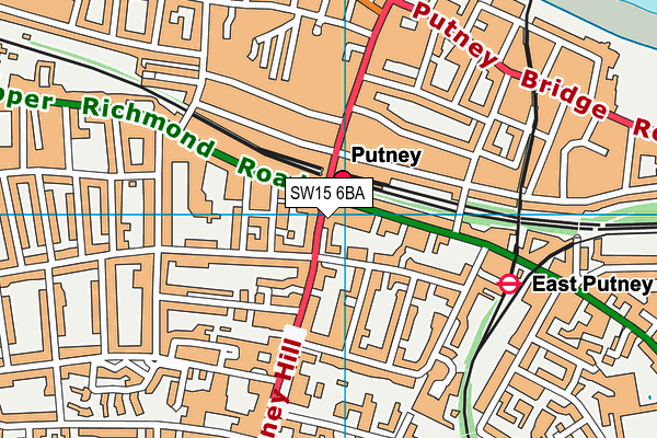 SW15 6BA map - OS VectorMap District (Ordnance Survey)