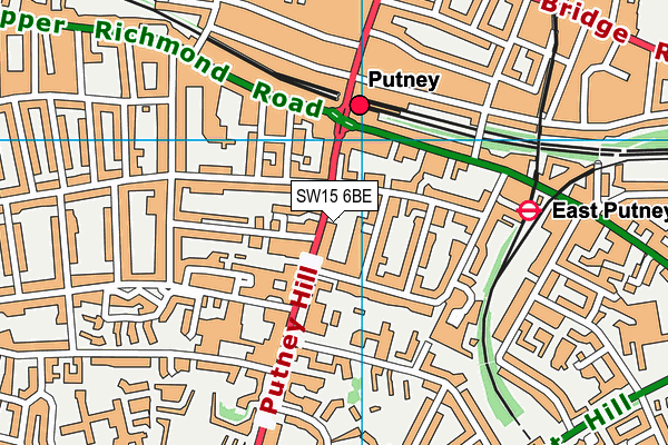 SW15 6BE map - OS VectorMap District (Ordnance Survey)