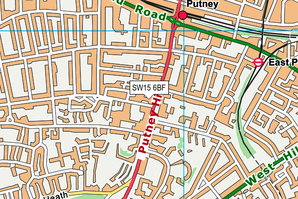 SW15 6BF map - OS VectorMap District (Ordnance Survey)