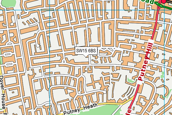 SW15 6BS map - OS VectorMap District (Ordnance Survey)