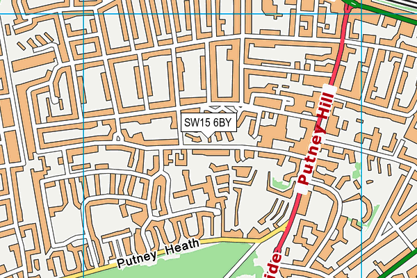 SW15 6BY map - OS VectorMap District (Ordnance Survey)