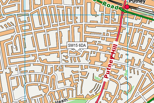 SW15 6DA map - OS VectorMap District (Ordnance Survey)