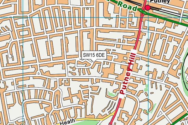 SW15 6DE map - OS VectorMap District (Ordnance Survey)