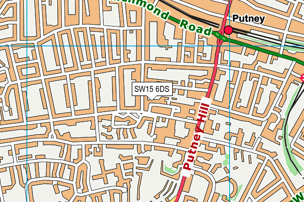 SW15 6DS map - OS VectorMap District (Ordnance Survey)