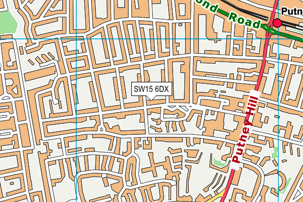 SW15 6DX map - OS VectorMap District (Ordnance Survey)