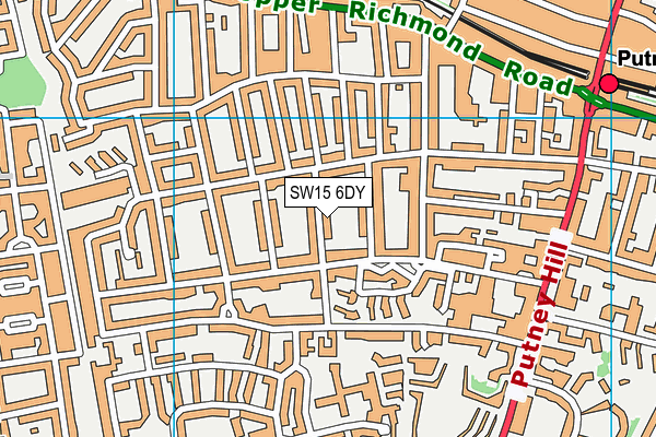 SW15 6DY map - OS VectorMap District (Ordnance Survey)