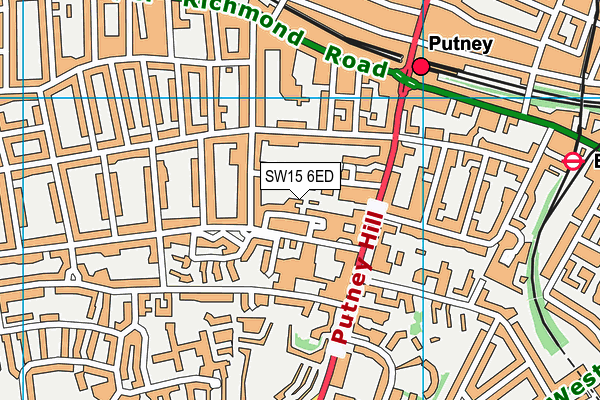 SW15 6ED map - OS VectorMap District (Ordnance Survey)