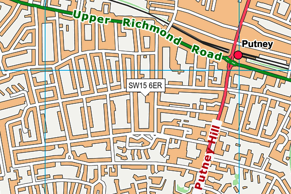 SW15 6ER map - OS VectorMap District (Ordnance Survey)