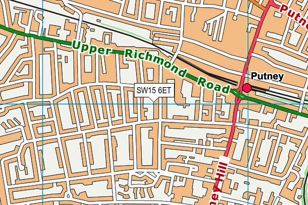 SW15 6ET map - OS VectorMap District (Ordnance Survey)