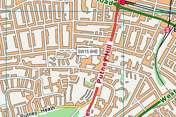 SW15 6HE map - OS VectorMap District (Ordnance Survey)