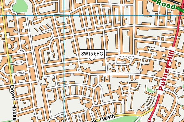 SW15 6HG map - OS VectorMap District (Ordnance Survey)