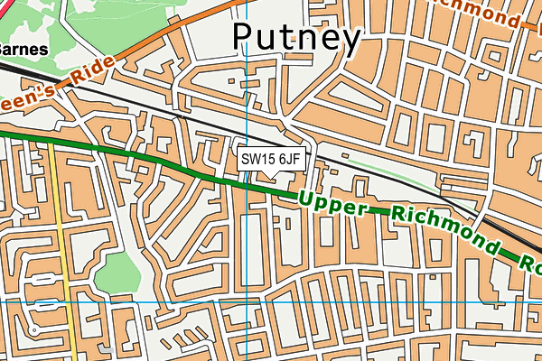 SW15 6JF map - OS VectorMap District (Ordnance Survey)