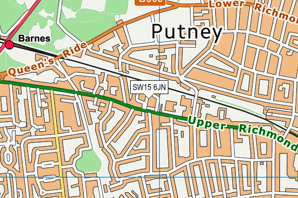 SW15 6JN map - OS VectorMap District (Ordnance Survey)