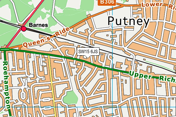 SW15 6JS map - OS VectorMap District (Ordnance Survey)