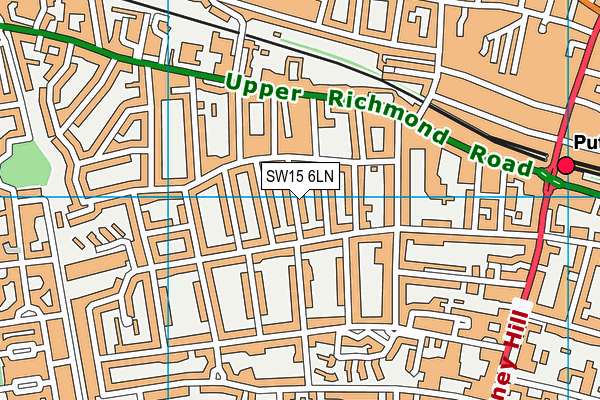 SW15 6LN map - OS VectorMap District (Ordnance Survey)