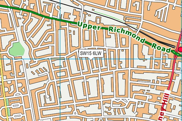 SW15 6LW map - OS VectorMap District (Ordnance Survey)