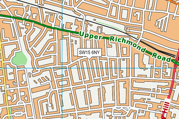 SW15 6NY map - OS VectorMap District (Ordnance Survey)