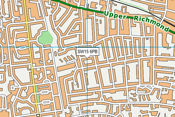 SW15 6PB map - OS VectorMap District (Ordnance Survey)