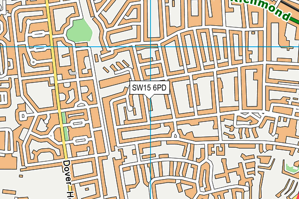 SW15 6PD map - OS VectorMap District (Ordnance Survey)