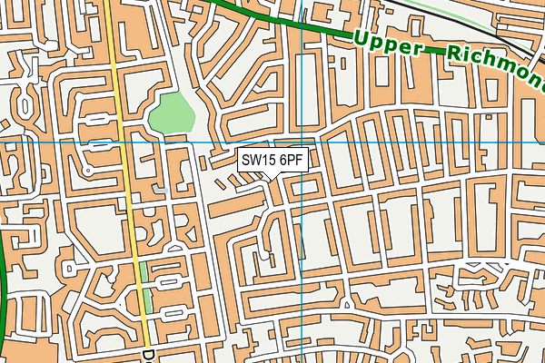 SW15 6PF map - OS VectorMap District (Ordnance Survey)