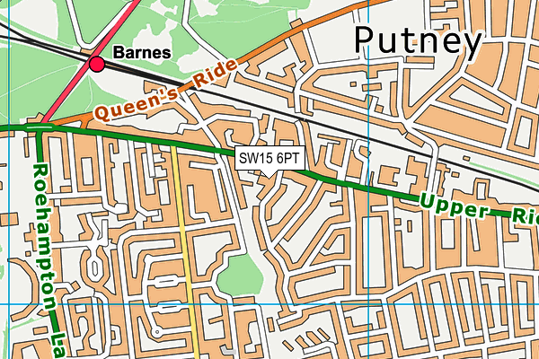 SW15 6PT map - OS VectorMap District (Ordnance Survey)