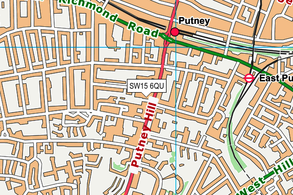 SW15 6QU map - OS VectorMap District (Ordnance Survey)