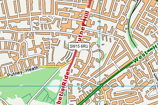 SW15 6RU map - OS VectorMap District (Ordnance Survey)