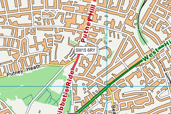 SW15 6RY map - OS VectorMap District (Ordnance Survey)