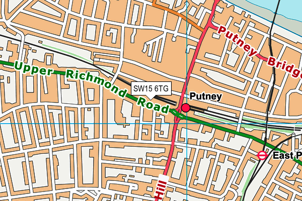 SW15 6TG map - OS VectorMap District (Ordnance Survey)