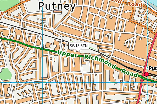 SW15 6TN map - OS VectorMap District (Ordnance Survey)