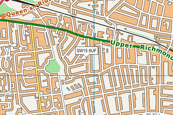 SW15 6UF map - OS VectorMap District (Ordnance Survey)