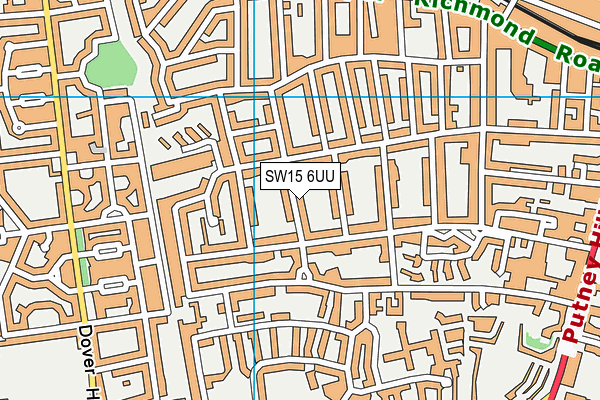 SW15 6UU map - OS VectorMap District (Ordnance Survey)