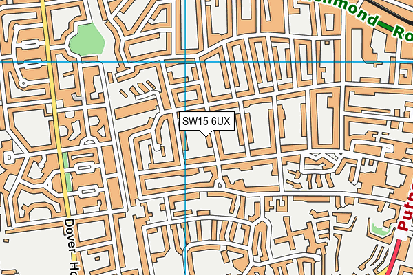 SW15 6UX map - OS VectorMap District (Ordnance Survey)