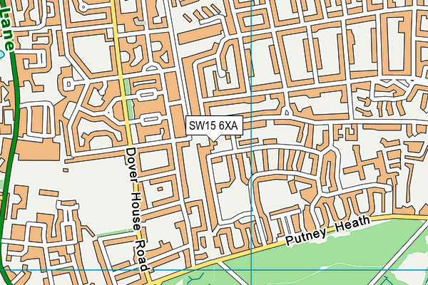 SW15 6XA map - OS VectorMap District (Ordnance Survey)