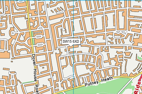 SW15 6XD map - OS VectorMap District (Ordnance Survey)