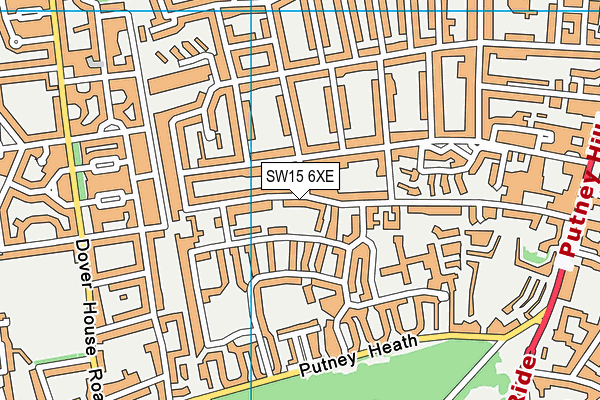 SW15 6XE map - OS VectorMap District (Ordnance Survey)