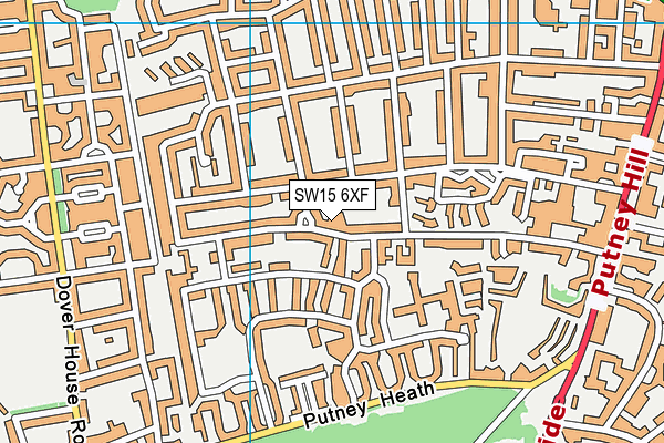 SW15 6XF map - OS VectorMap District (Ordnance Survey)