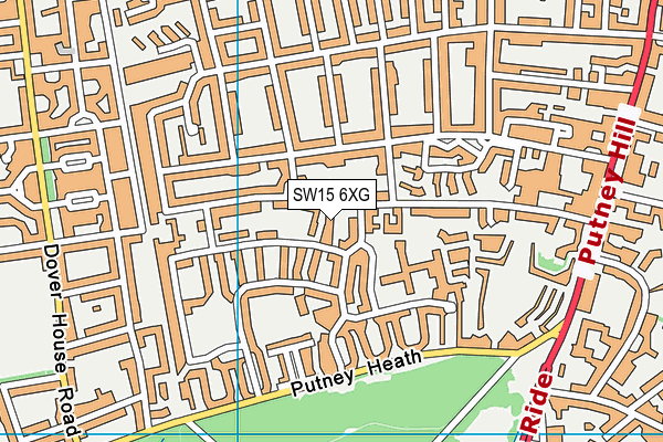 SW15 6XG map - OS VectorMap District (Ordnance Survey)