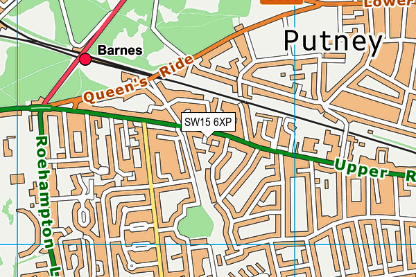 SW15 6XP map - OS VectorMap District (Ordnance Survey)