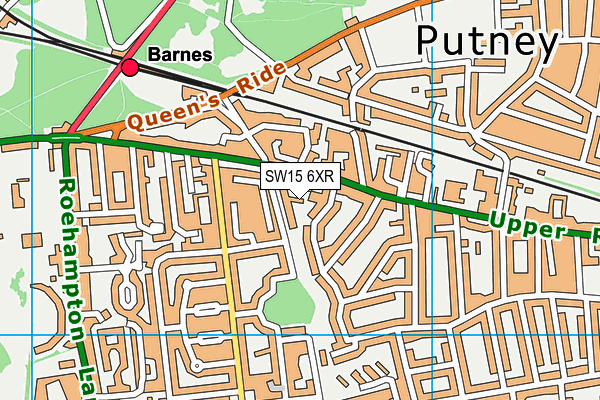 SW15 6XR map - OS VectorMap District (Ordnance Survey)